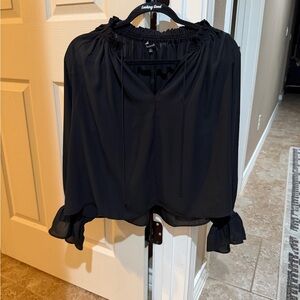 Madewell Black Ruffle Sleeve Blouse